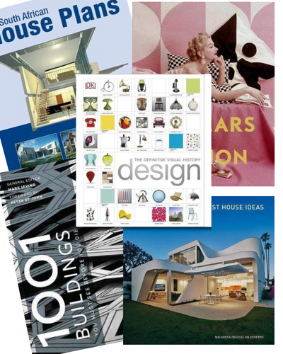 Collection of Architecture & Design Books featuring house plans modern buildings and visual design history