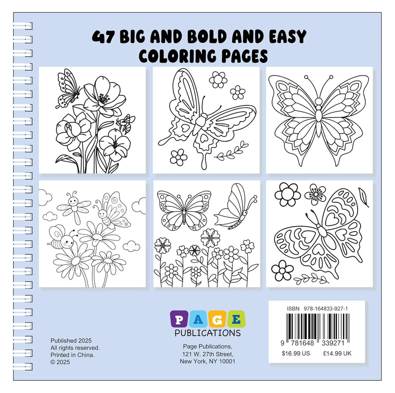 Butterflies and Flowers: Bold and Easy Coloring Book
