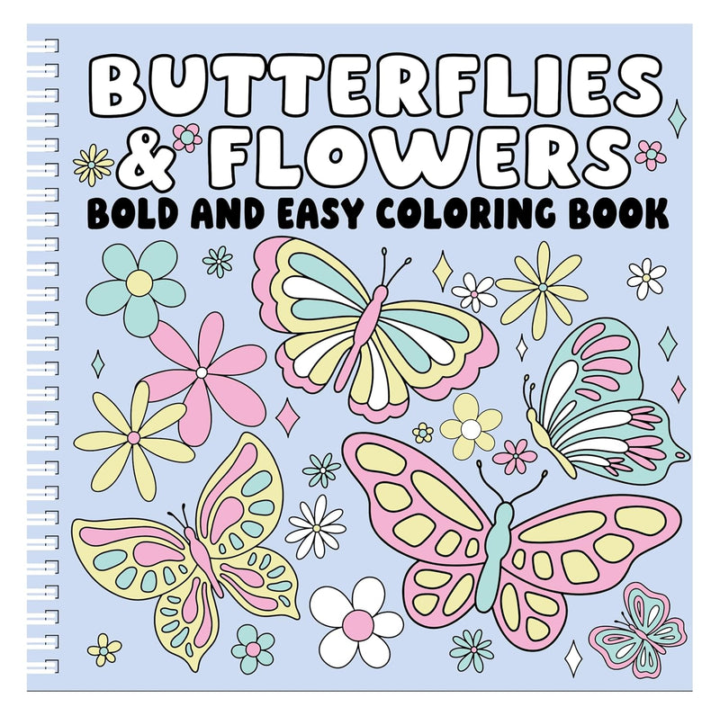 Butterflies and Flowers: Bold and Easy Coloring Book