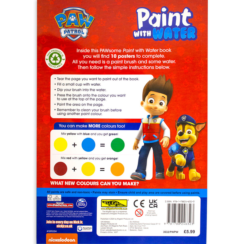 Paw Patrol : Paint with Water Poster Book