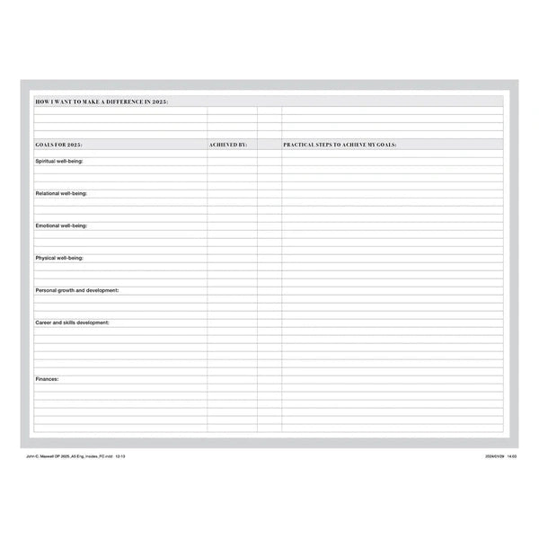 Daily Planner 2025 John Maxwell Black and Taupe With Zip