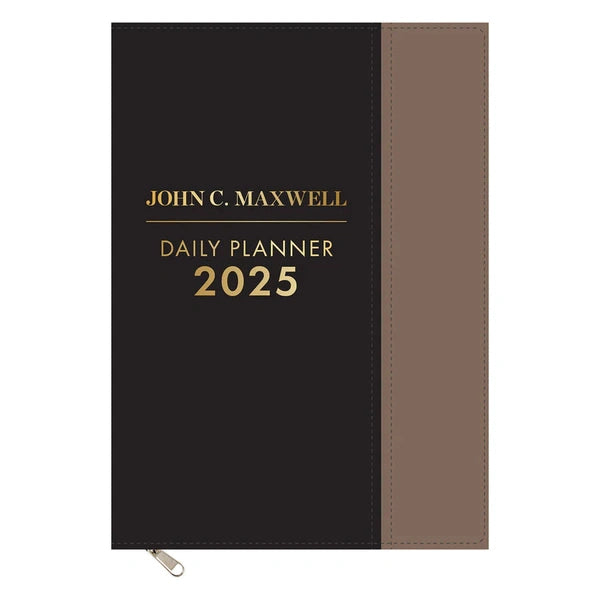Daily Planner 2025 John Maxwell Black and Taupe With Zip