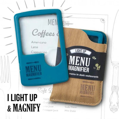 Light Up Menu Magnifier: Aqua - Readers Warehouse
