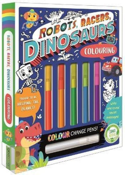 Robots, Racers, Dinosaurs Colouring - Readers Warehouse