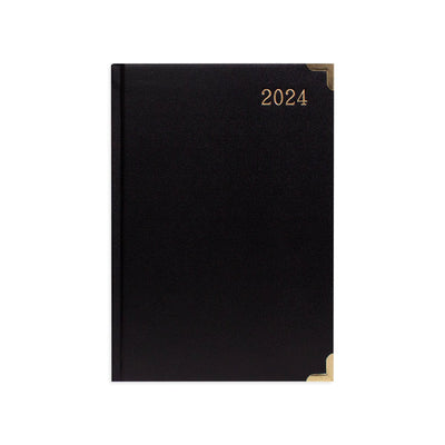 Black With Gold Corners A5 Executive 2024 Diary - Readers Warehouse