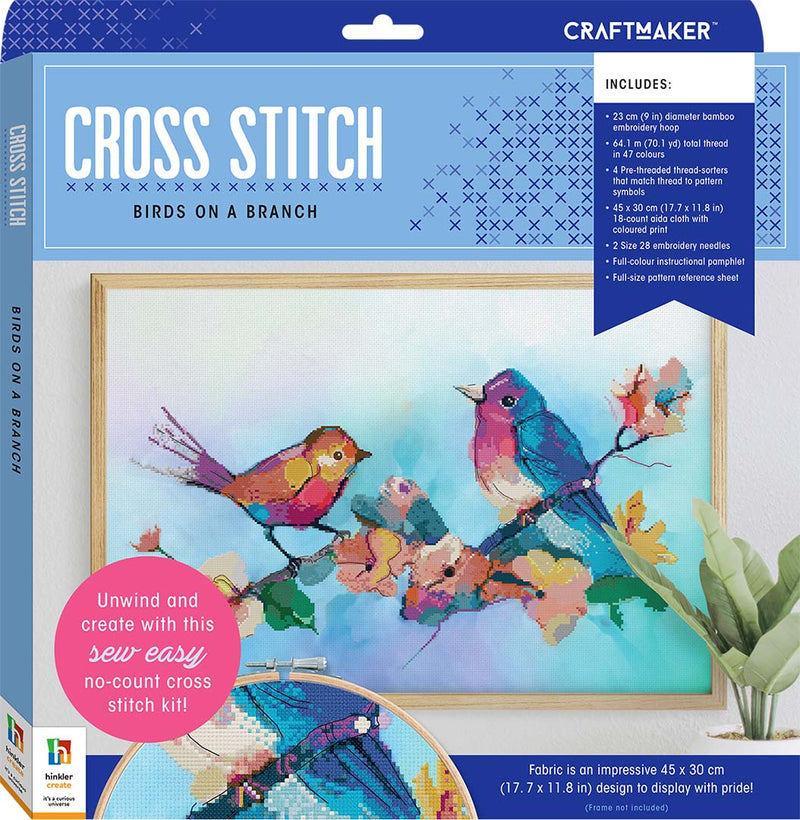 Craft Maker: Cross-stitch Kit Birds on a Branch Box Set - Readers Warehouse